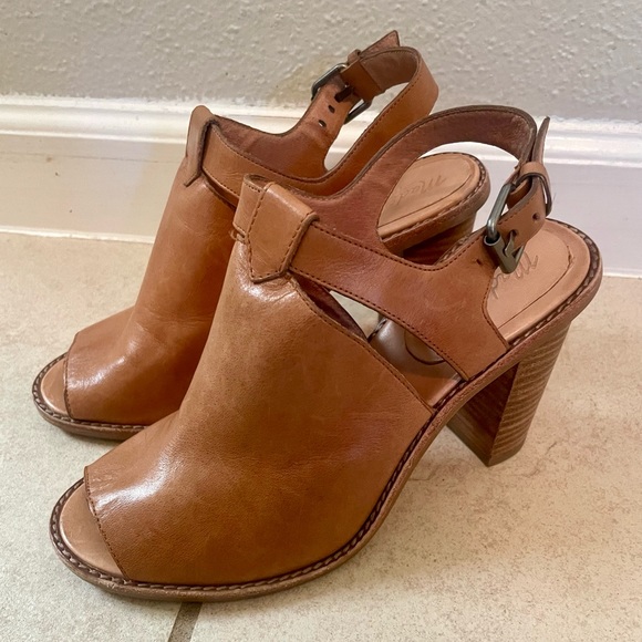 Madewell Sylvain Leather Block Heel Peep Toe Slingback Sz 7.5 - Picture 9 of 11